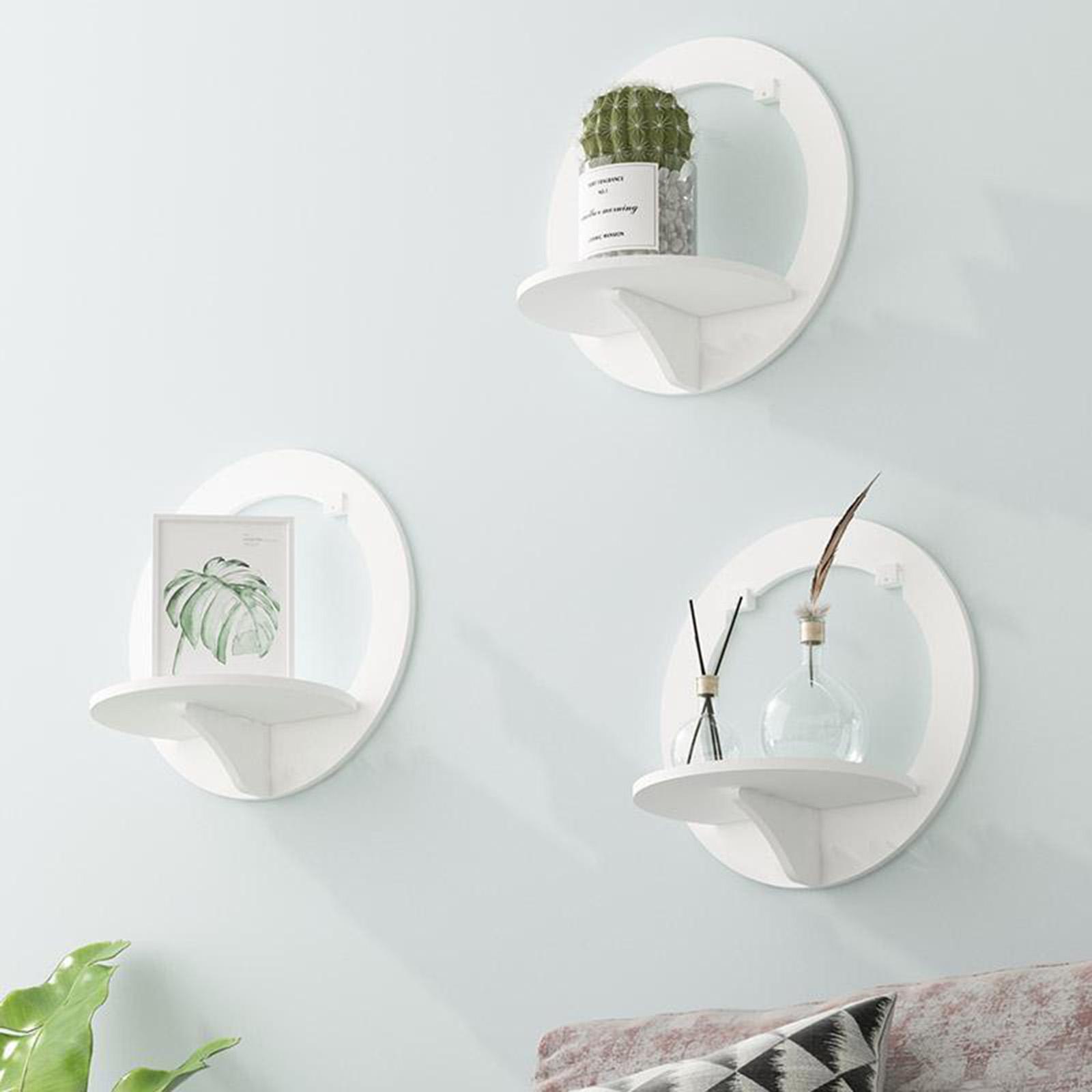 Geometric Shape Floating Wall Shelves Shelf Bedroom Storage Display - Round