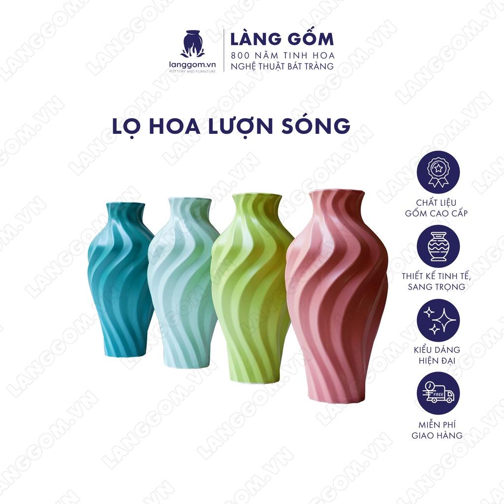 Bình hoa, lọ hoa Gốm sứ Bát Tràng cao cấp Men mát lượn sóng dùng làm quà tặng, trang trí - Làng Gốm Bát Tràng