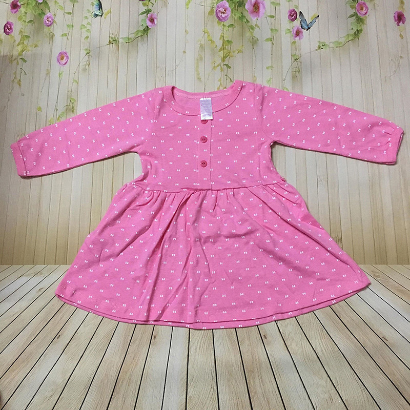 Váy đầm dài tay cho bé gái size 1-7 chất cotton (Giao màu ngẫu nhiên)