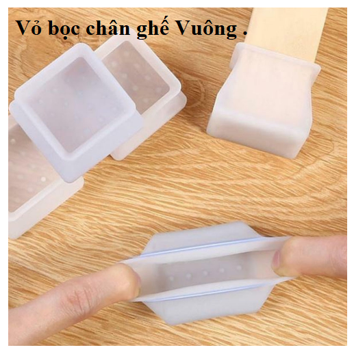 Bọc chân bàn ghế hình vuông bằng silicone dẻo, chống trượt, chống xước sàn G46-BCG-Vuong