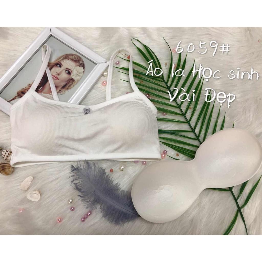 Áo lá học sinh cotton tăm 2 dây mảnh 6059 — Mút tháo rời | Mềm mịn, co giãn, thoáng khí
