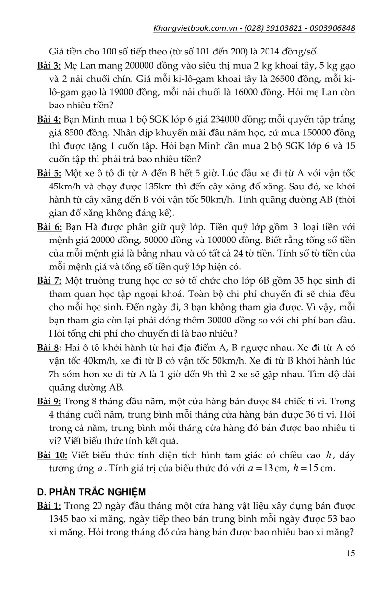 Phương Pháp Giải Các Dạng Toán Thực Tế 6 (Tài Liệu Dùng Chung Cho Các Bộ Sách) - KV