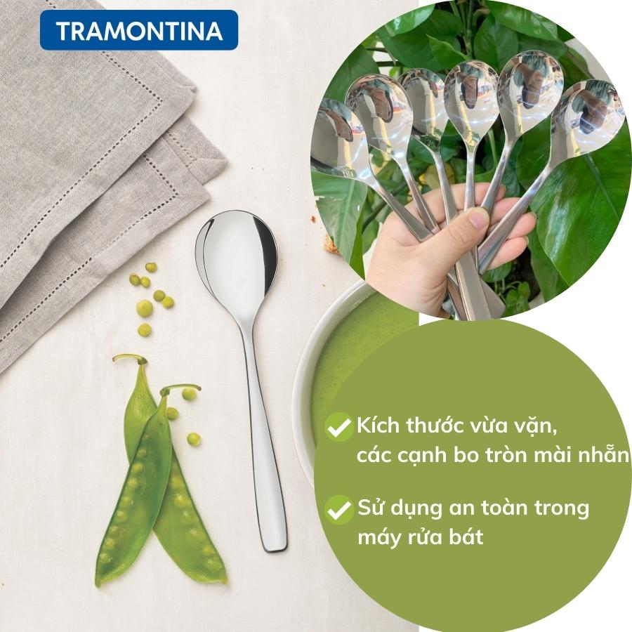 Combo 2 Thìa Dĩa Gồm 1 Bộ 6 Món Thìa và 1 Bộ 6 Món Dĩa TRAMONTINA Chất Liệu Thép Không Gỉ Sản Xuất Tại BRAZIL - Hàng Chính Hãng