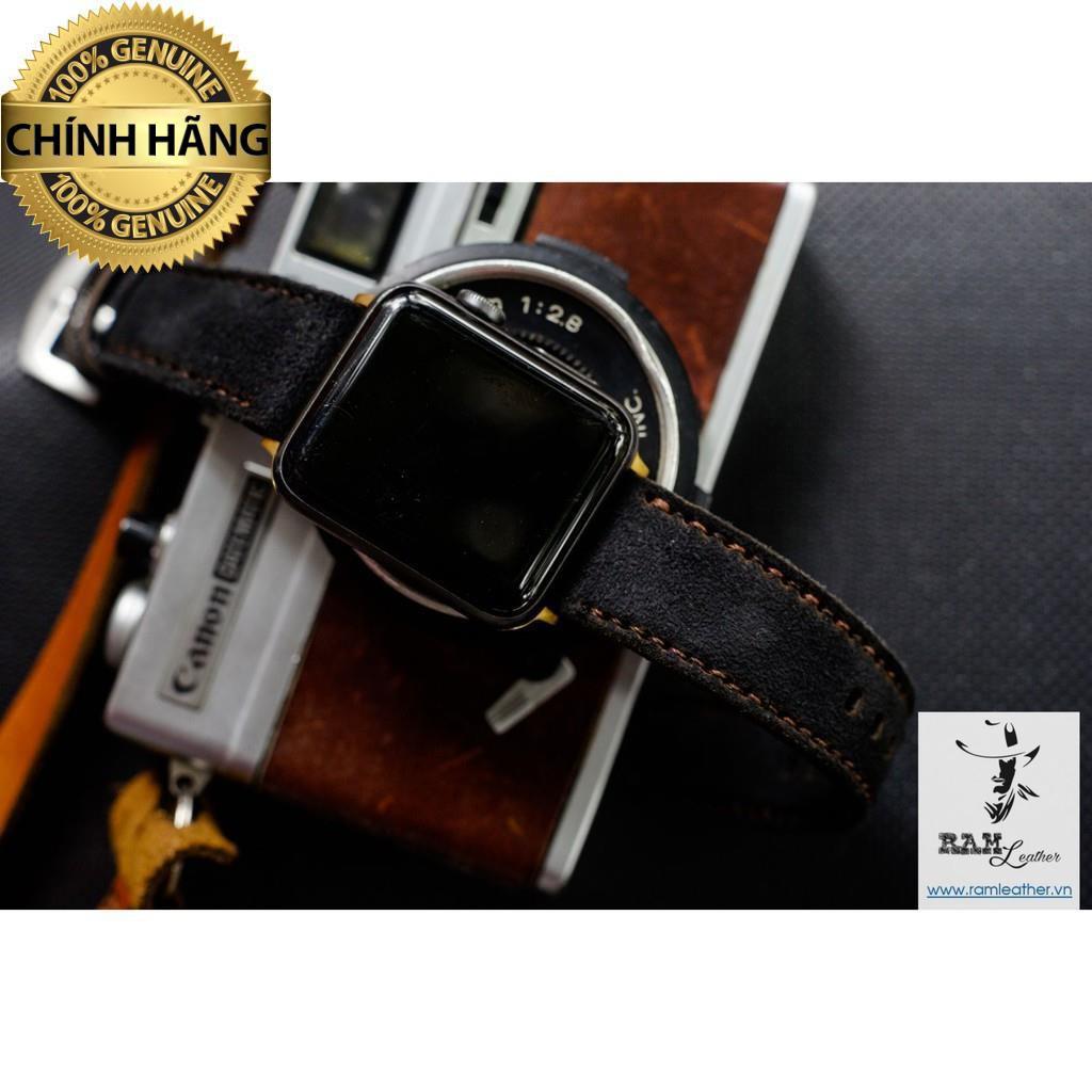 DÂY ĐỒNG HỒ DA BÒ LỘN MÀU ĐEN TUYỀN CỰC KỲ SANG TRỌNG – RAM CLASSIC 1966 - HÀNG CHÍNH HÃNG RAM LEATHER