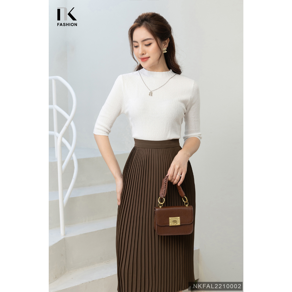 Áo Len Tay Lỡ Phụ Kiện Cổ S30 NK FASHION NKFAL2210002 Chất Len Co Giãn, Thoáng Mát