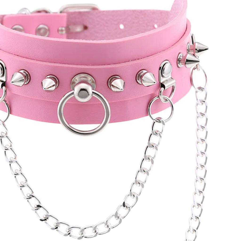 Women Mens Punk Gothic Collar Choker PU Leather  Rivet Necklace