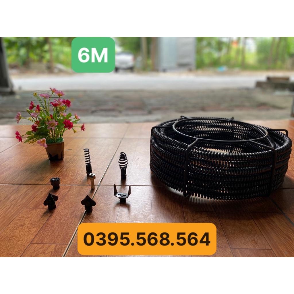 Siêu combo dây thông cống 6M + 6 đầu thông + kết nối máy khoan