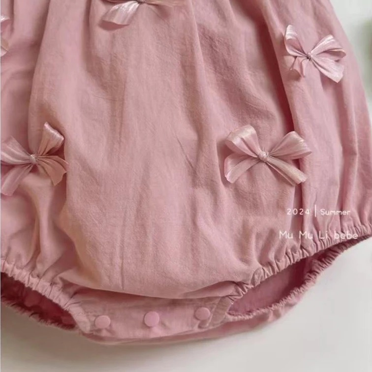 Body Cổ Bèo Tròn Đính Nơ Màu Hồng Cho Bé Gái Sơ Sinh 1 2 Tuổi Từ 5-13kg Dành Cho Bé Gái