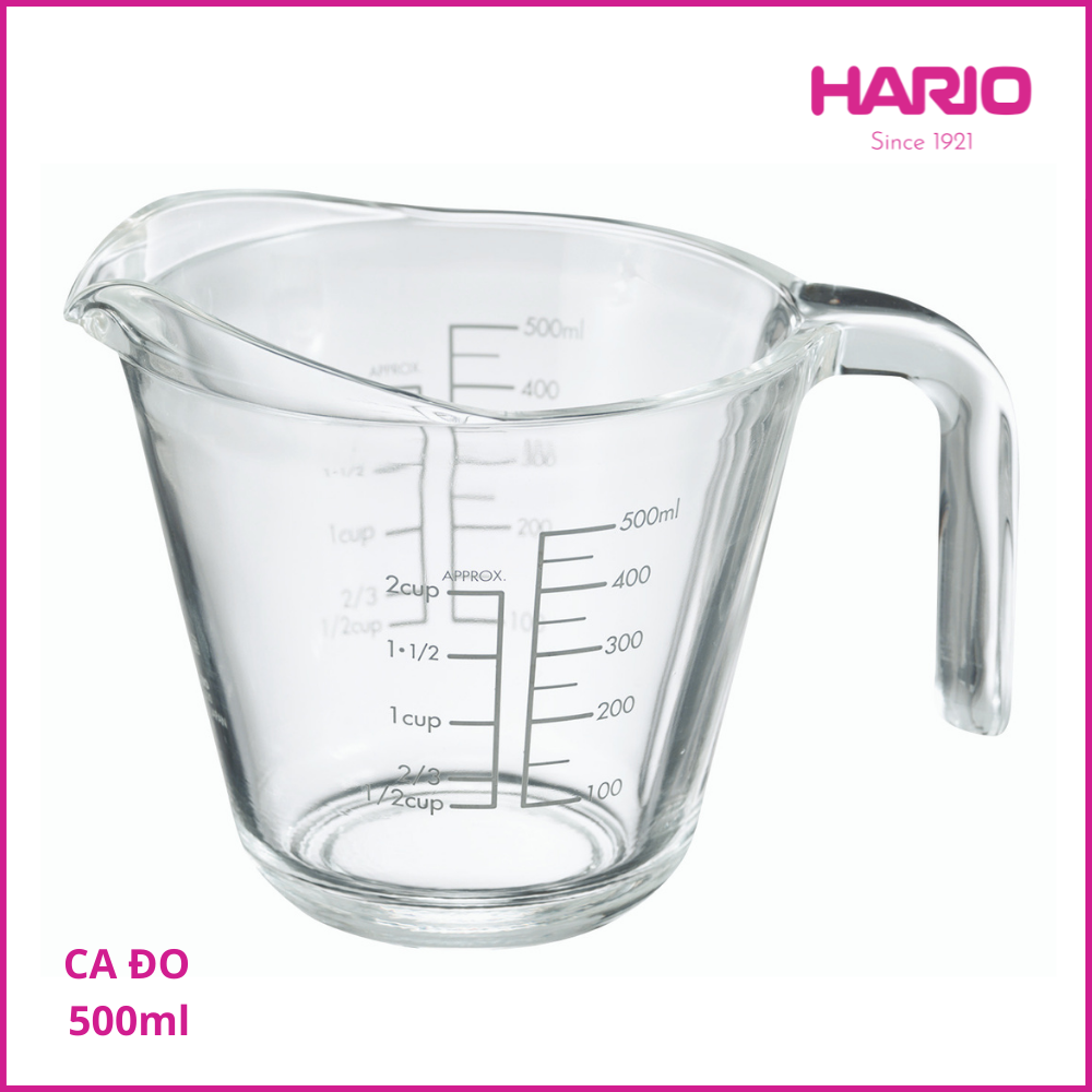 Ca đo lường thủy tinh Hario 500ml MJP-500-GR