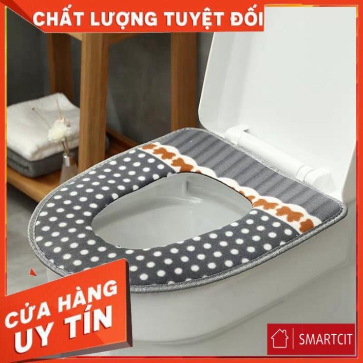 SIÊU SALE Tấm Lót Bồn Cầu Nỉ Chống Lạnh Mông Có Dây Chống Trượt Club