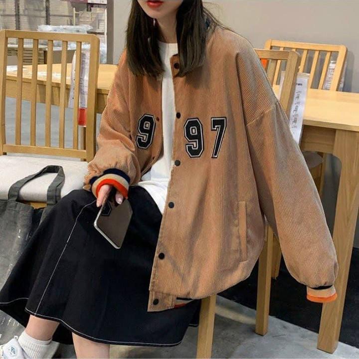 Áo khoát nam nữ cặp đôi unisex đẹp Nhung gân Thêu 1997 bao đẹp hàng đẹp-A691