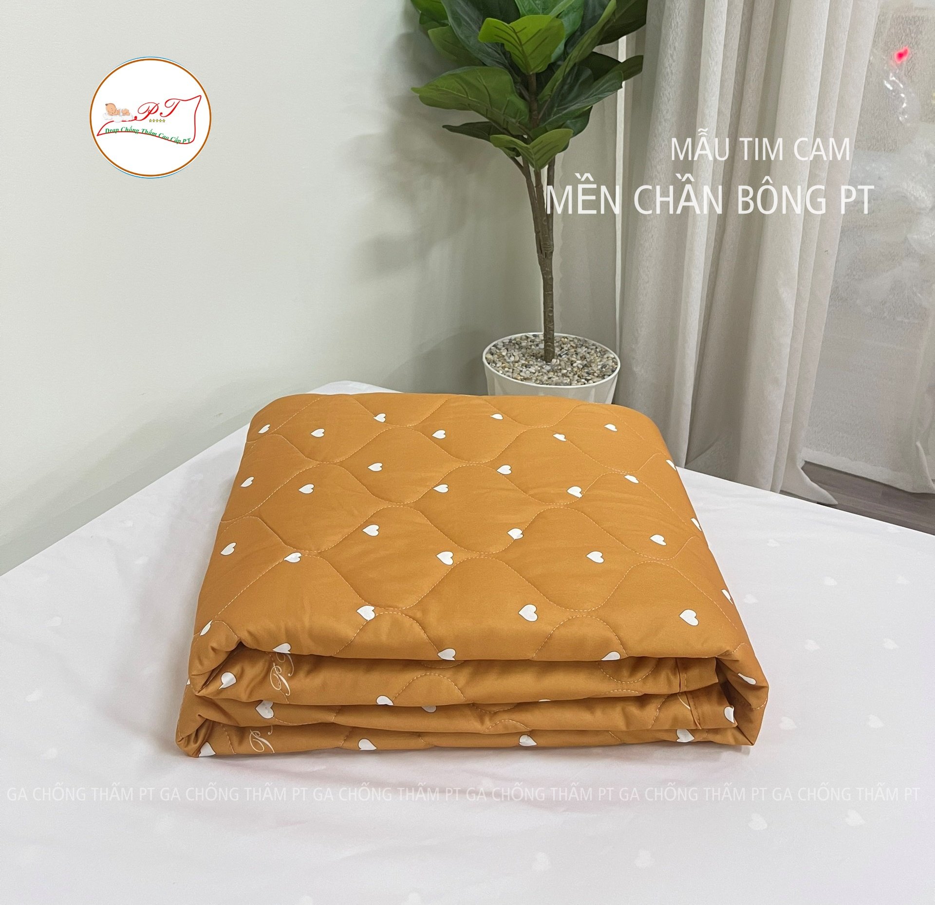 Ga Chống Thấm Cao Cấp PT Mẫu Họa Tiết Tim Cam