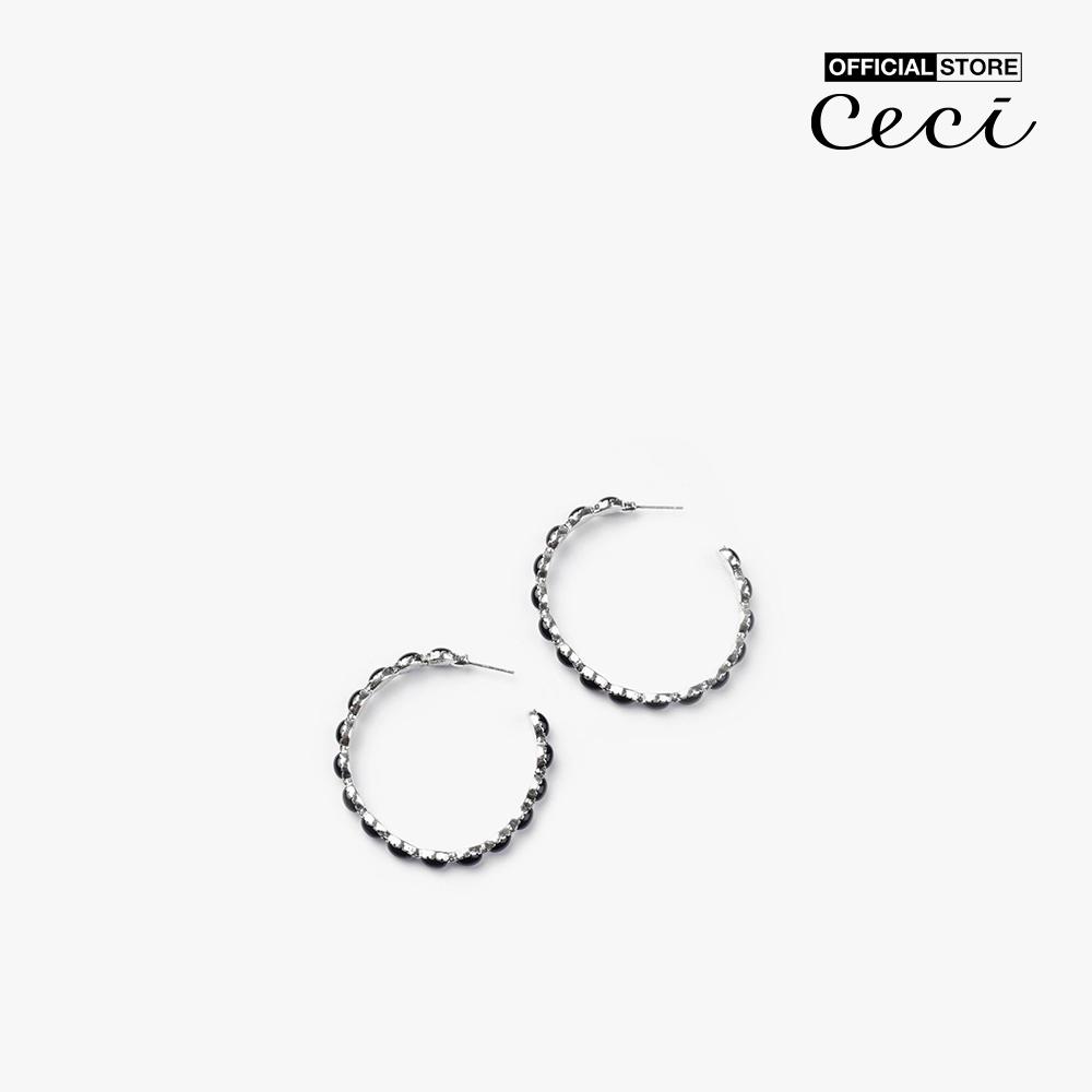 CECI - Khuyên tai nữ khoen tròn dạng hở đính đá to thời trang CC1-07000131