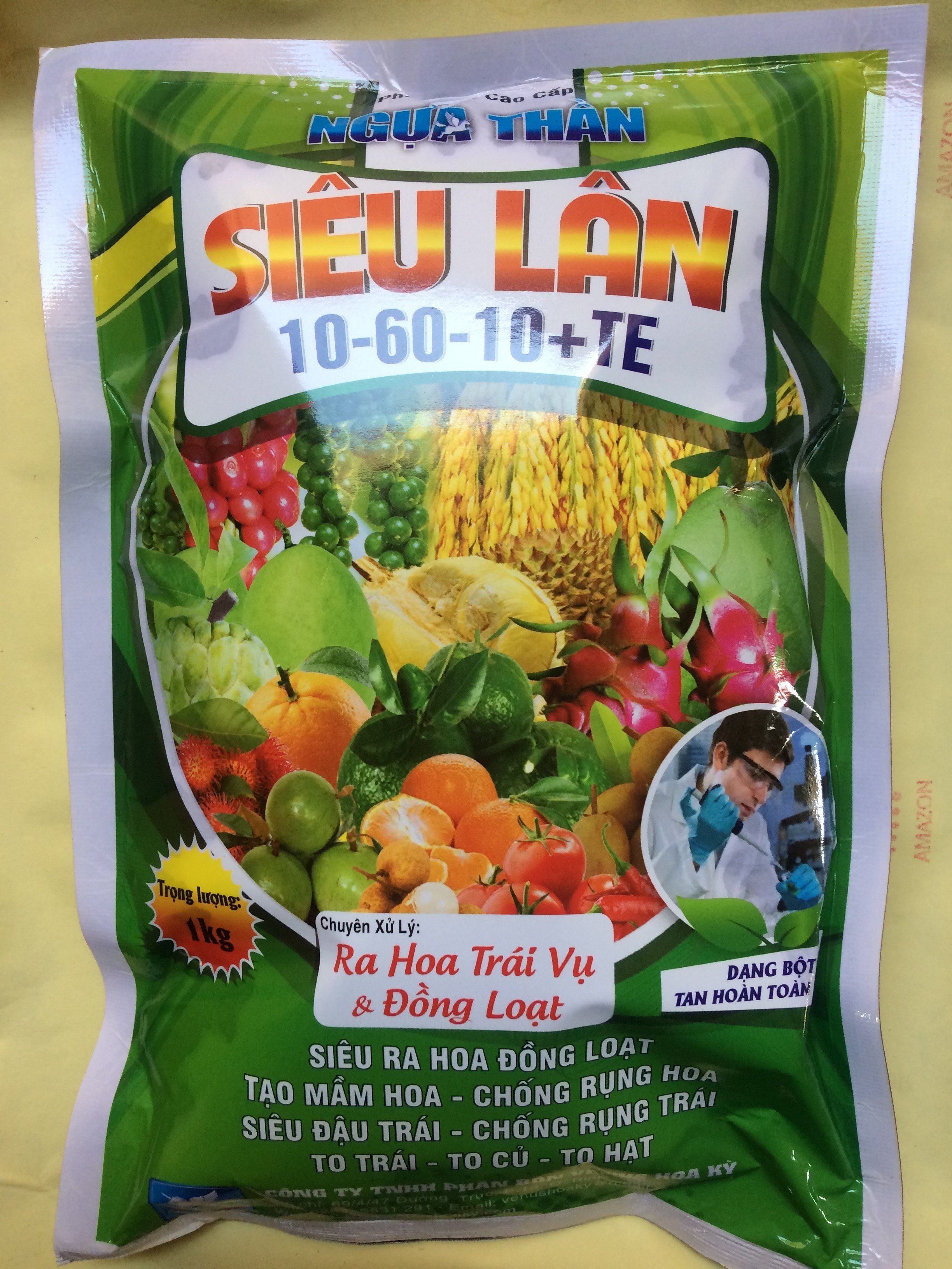 Siêu lân 10-60-10 bao 1kg, tăng sức đề kháng, giúp phân hoá mầm đồng loạt