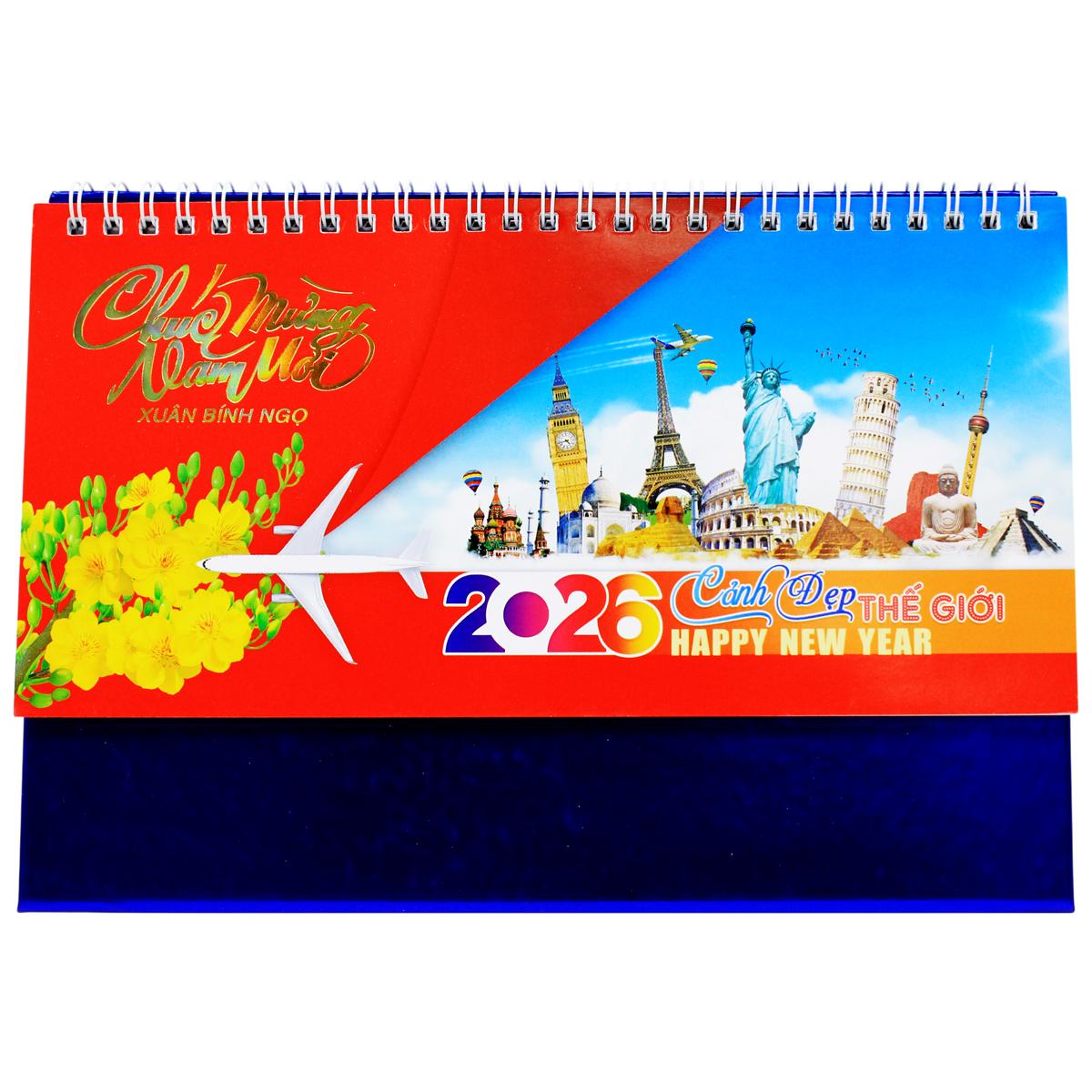 Lịch Để Bàn 2 Lò Xo - Cảnh Đẹp Thế Giới - NST 75B