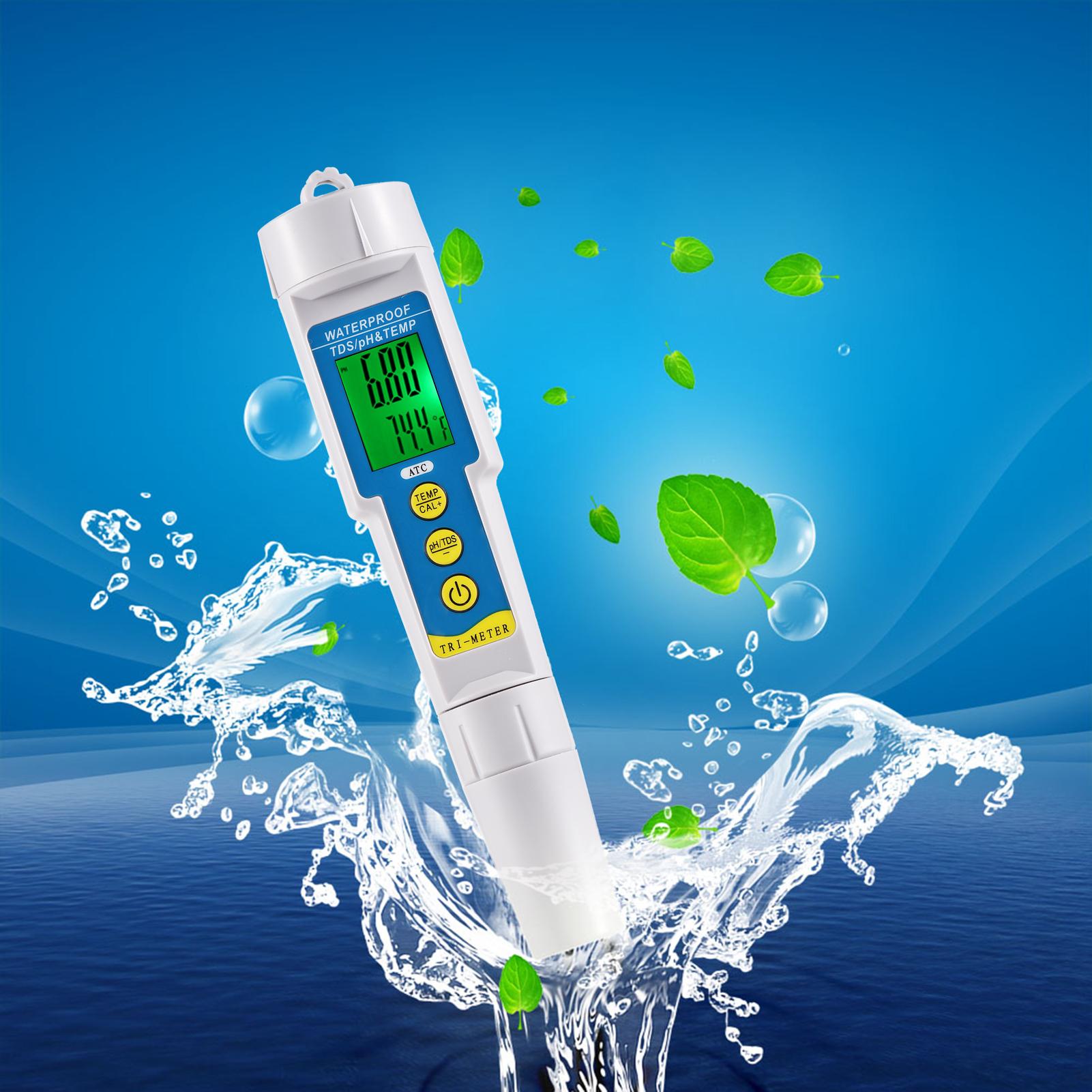 Mini Professional 3 in 1 Water Quality Tester Multi-parameter Water Quality Monitor pH & TDS Meter Acidometer Water Quality Analysis Device