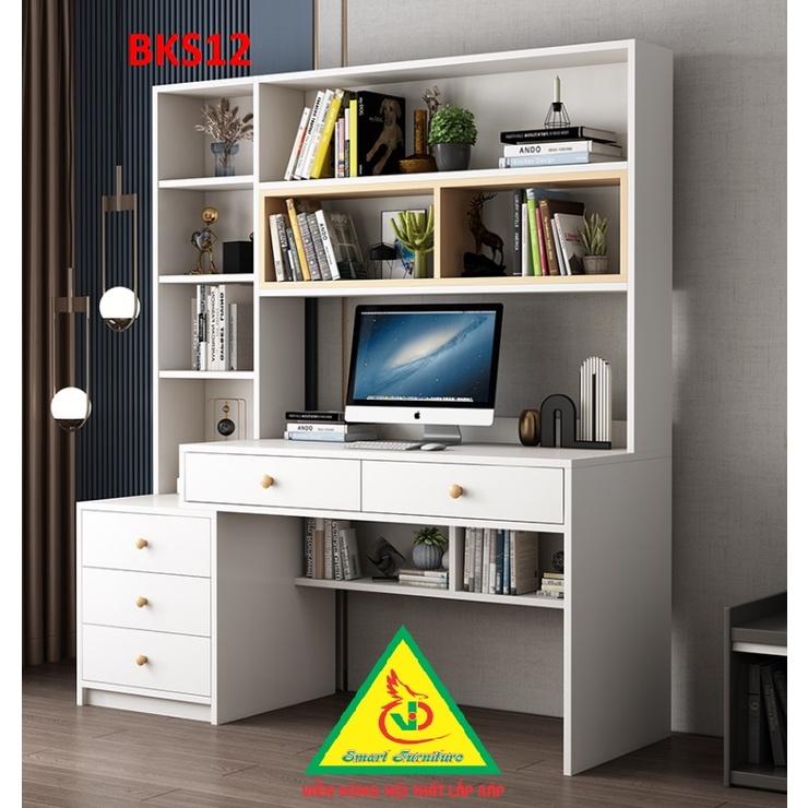 Bàn làm việc, bàn học khung sắt mặt gỗ BKS12 - Nội thất lắp ráp Viendong Adv