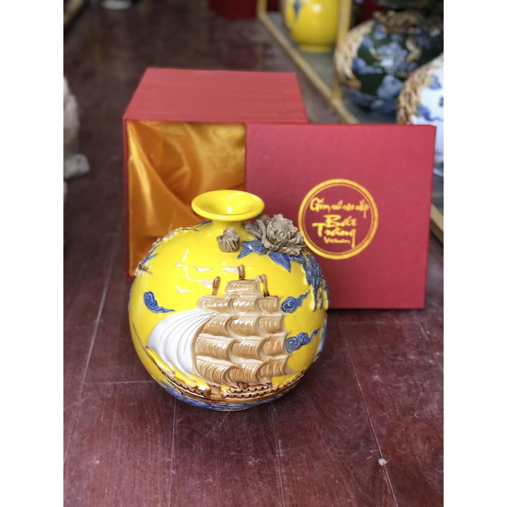 Lọ hoa Hút Tài Lộc Phú Quý Vinh Hoa Công Đào Đắp Nổi