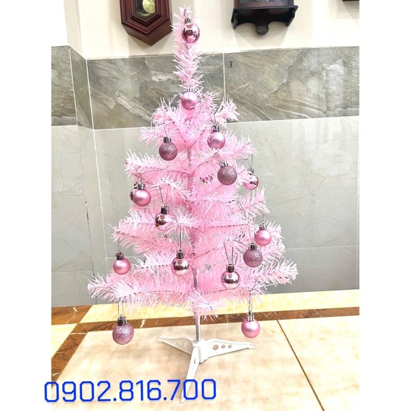 Cây thông Noel màu hồng mini để bàn 60cm kèm đầy đủ phụ kiện trang trí Noel ngày giáng sinh