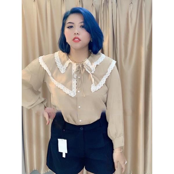 BIGSIZE NỮ Áo sơ mi tay dài công sở cổ viền ren