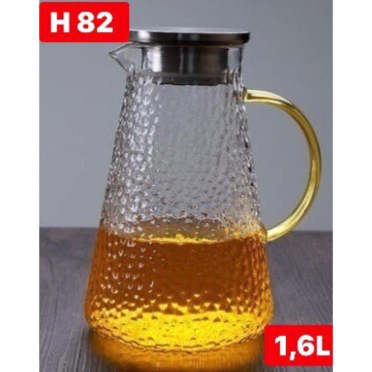 Bộ bình thủy tinh quai tròn kèm 2 cốc sần 300ml