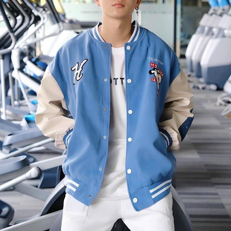 VARSITY BOMBER - ÁO KHOÁC NỈ BÓNG CHÀY - CHỮ H