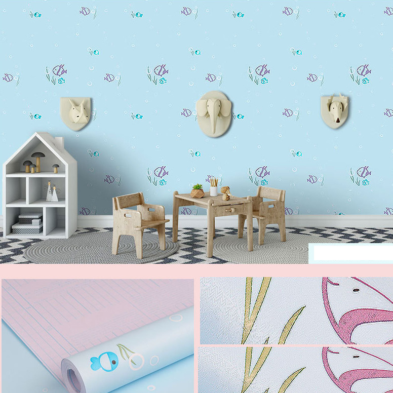 Cuộn 5m Decal Giấy Dán Tường Cá đại dương xanh biển