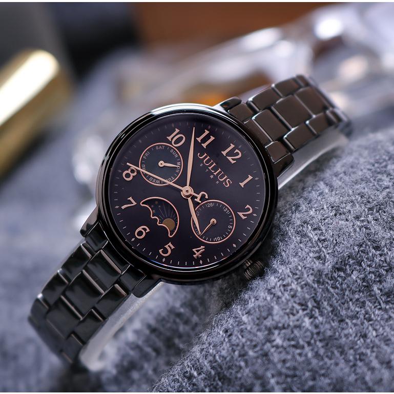 Đồng Hồ Nữ Chính Hãng Julius Star Cao Cấp Dây Kim Loại Mặt Tròn Chống Nước Kính Saphire Đường Kính 30mm JS-047C