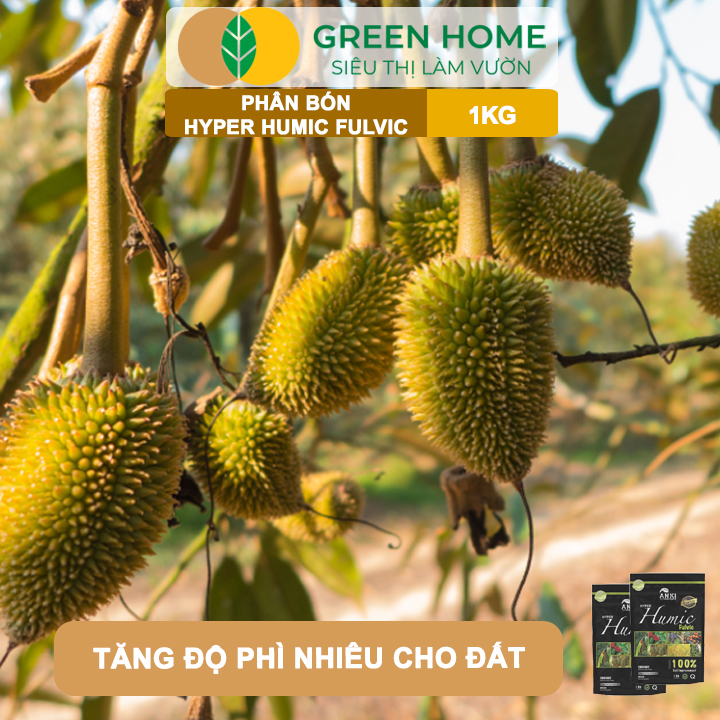 Phân Bón Humic Fulvic GreenHome, Gói 1Kg, Cải Tạo Đất, Kích Thích Ra Rễ, Tăng Hấp Thụ Phân Bón