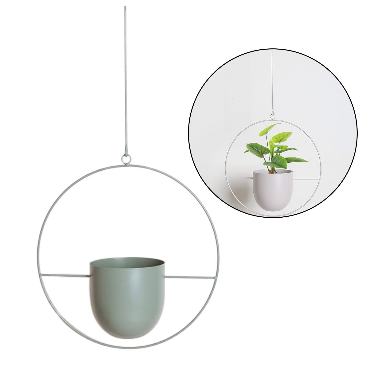 Metal Hanging Planter Pot Indoor Outdoor Flower Pot Plant Holder White Round