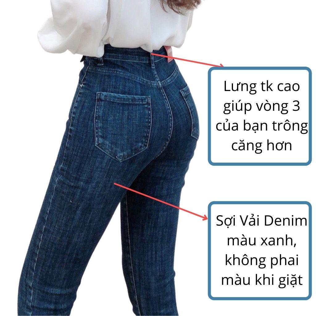 Quần bò nữ ôm cạp cao Araxie Quần Jean Skinny nữ Lưng Cao màu xanh co giãn tốt hack dáng M9451