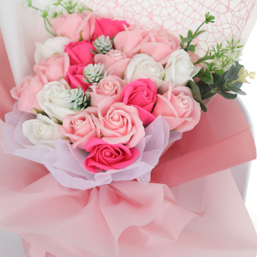 Bó 20 bông hoa sáp hồng trắng có sẵn