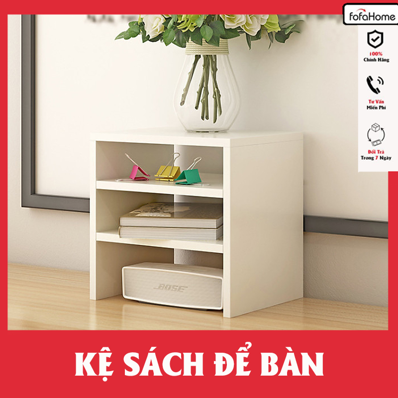 Kệ Sách Gỗ MDF Để Bàn 3 Ngăn Hình Chữ Nhật Cực Đẹp Lữu Trữ Vật Dụng Ngăn Nắp