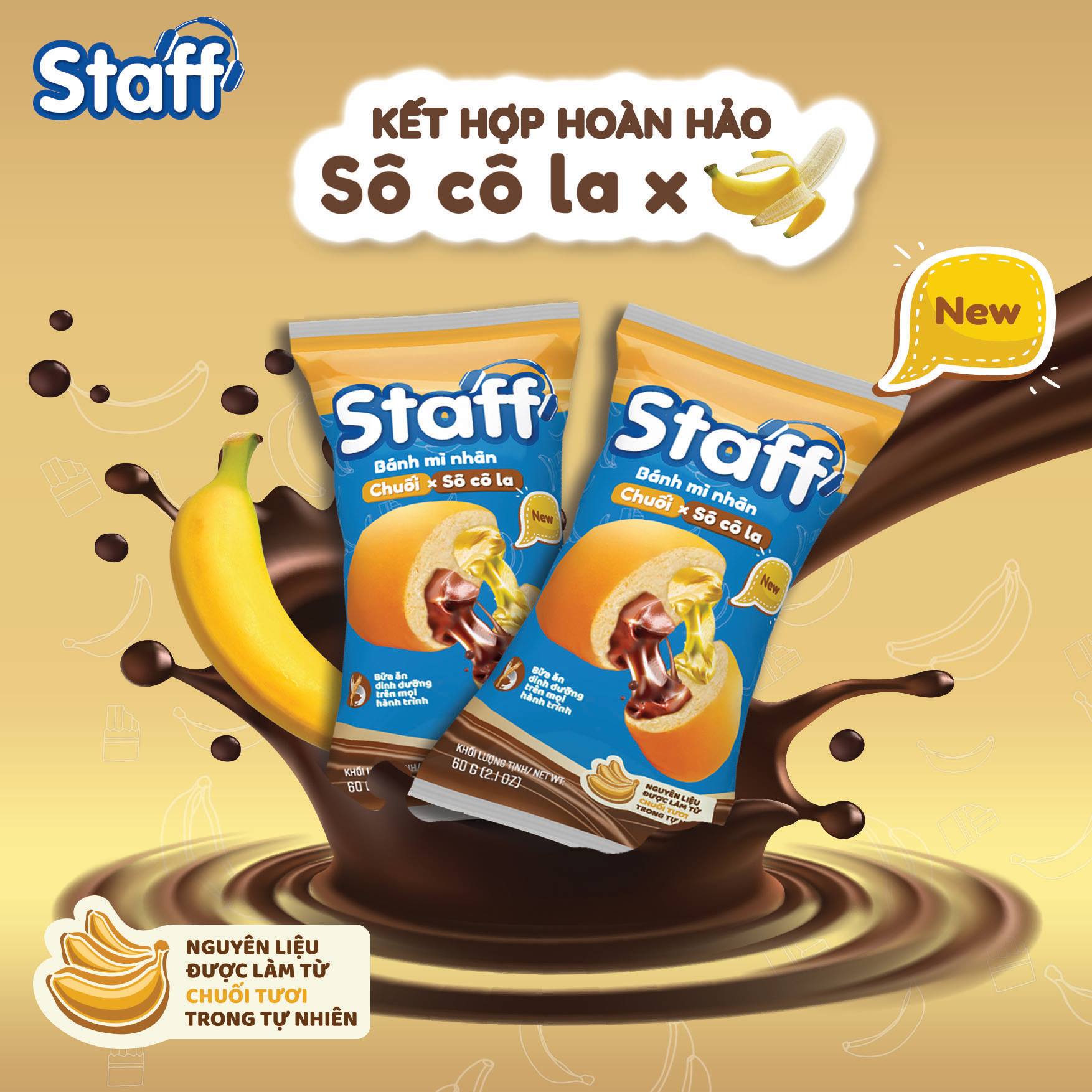 Combo 5 bánh mì socola chuối 60g
