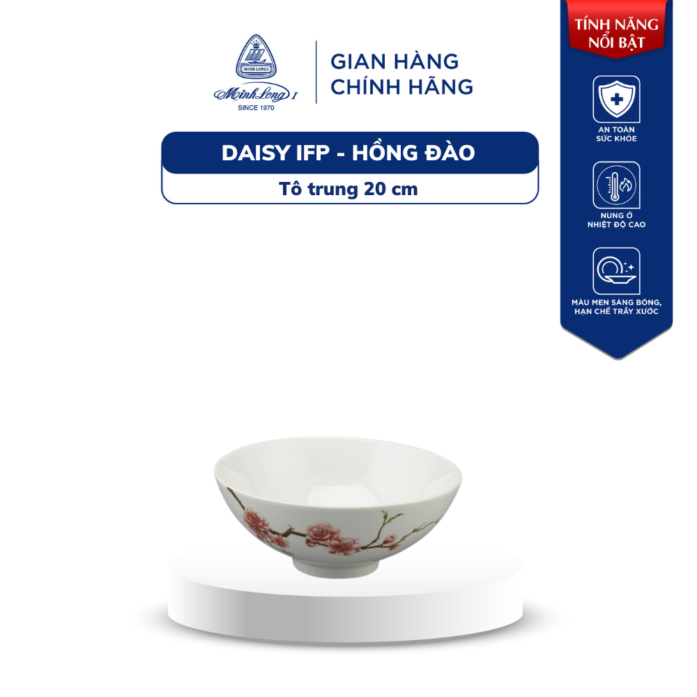 [GIÁ ƯU ĐÃI] Tô Trung Sứ Cao Cấp Minh Long 20 cm - Daisy IFP - Hồng Đào