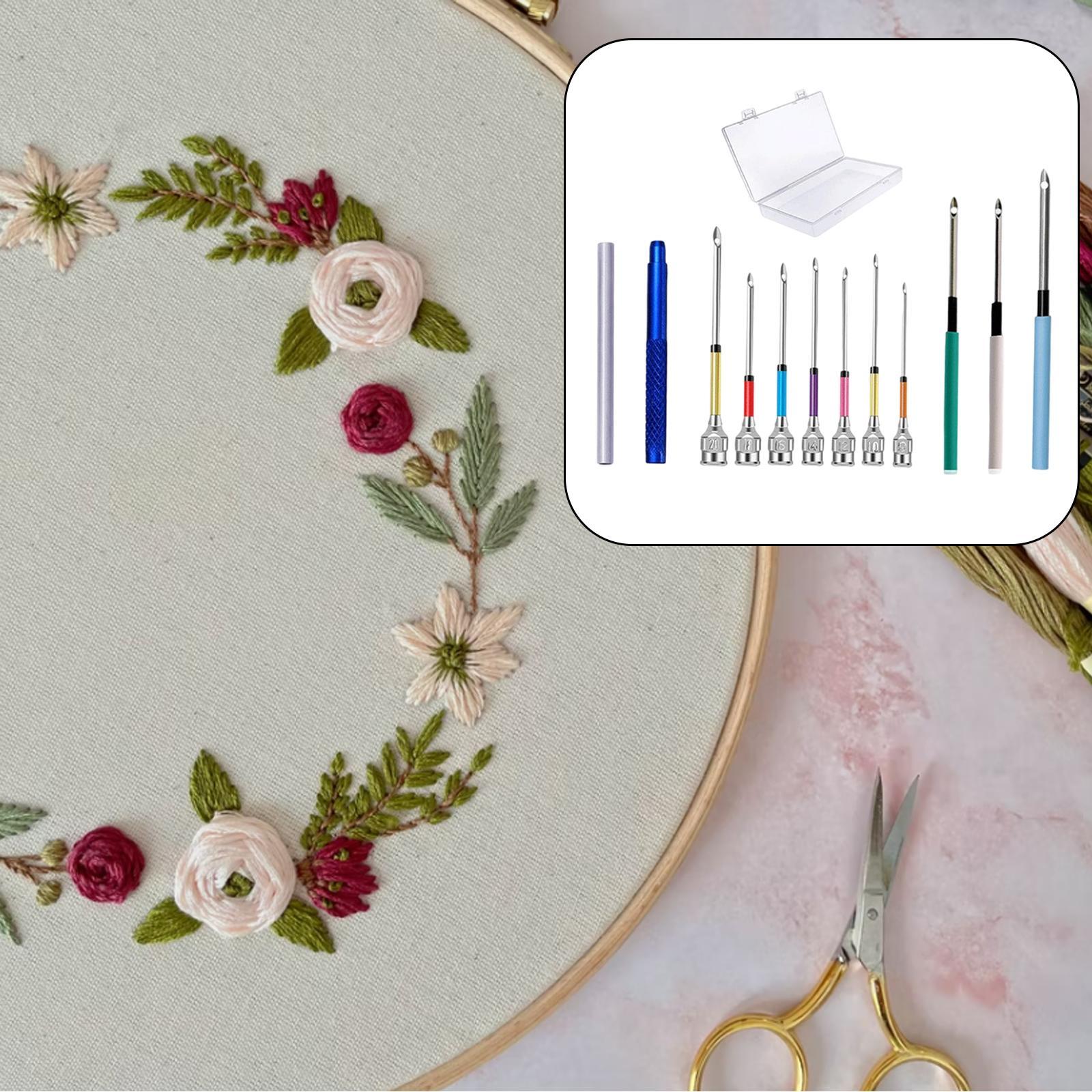 12 Pieces DIY Punch Needle Embroidery Kit for Making Rug Adults Knitting