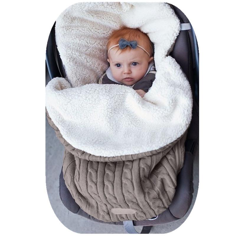 Túi Ngủ Cho Bé Bao Da Mùa Đông Trẻ Em Sleepsack Footmuff Cho Xe Đẩy Dệt Kim Ngủ Bao Trẻ Sơ Sinh Đan Len Slaapzak