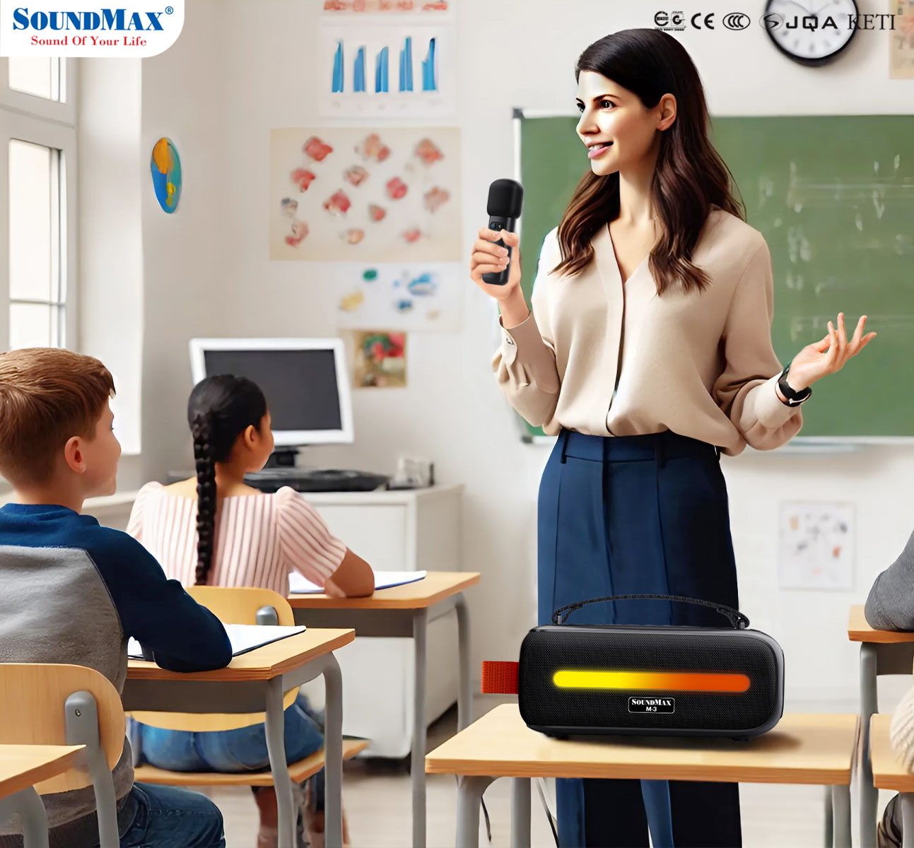 Loa Bluetooth Karaoke Soundmax M-3 Kèm Micro - Hàng Chính Hãng - Bảo