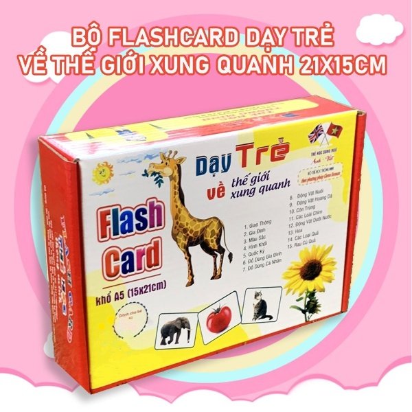 Bộ 100 Thẻ Học Thông Minh Loại To Song Ngữ Theo Phương Pháp Giáo Dục Sớm Glenn Doman Flashcard Anh-Việt Cho Bé Từ 0-6 Tuổi Giúp Trẻ Phát Triển Trí Tuệ