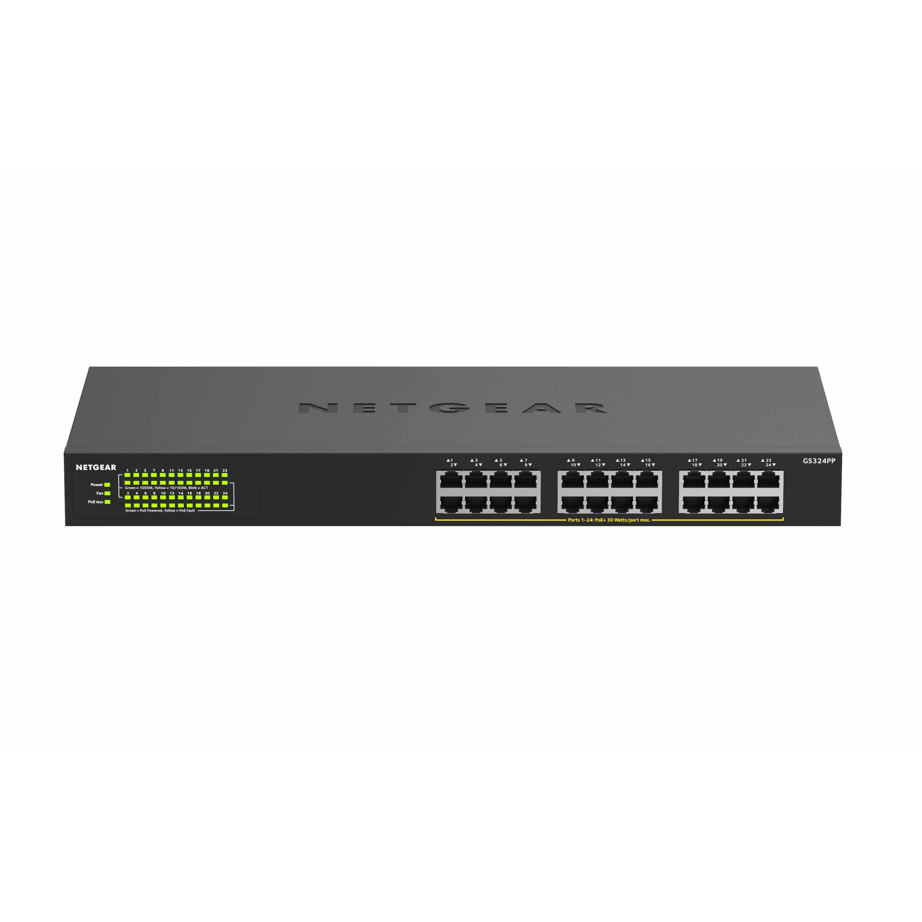 Bộ Chia Mạng Để Bàn hoặc Gắn Rack 24 Cổng 10/100/1000M PoE+ Công Suất Cao Gigabit Ethernet Unmanaged Switch Netgear GS324PP - Hàng Chính Hãng