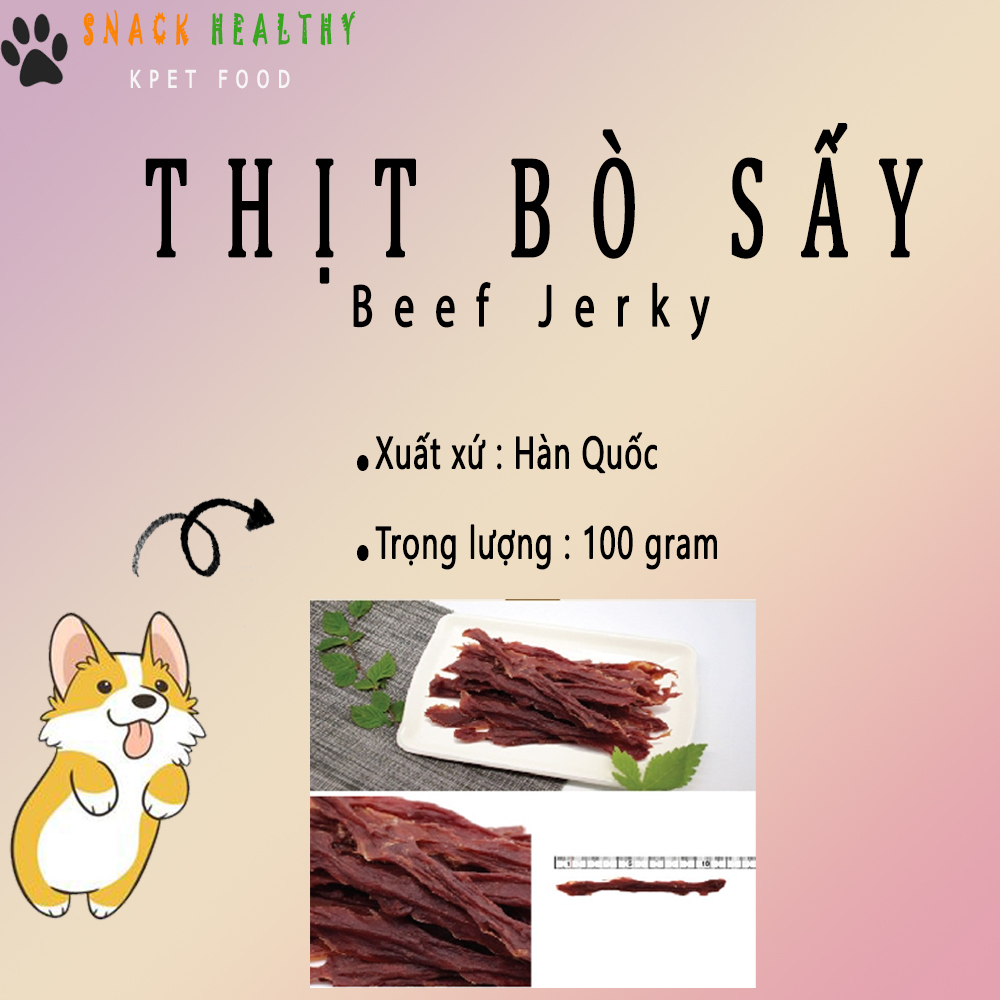 BÁNH THƯỞNG CHO CHÓ - Bò Sấy - Health Jerky Beef - Made in Korea - 100g
