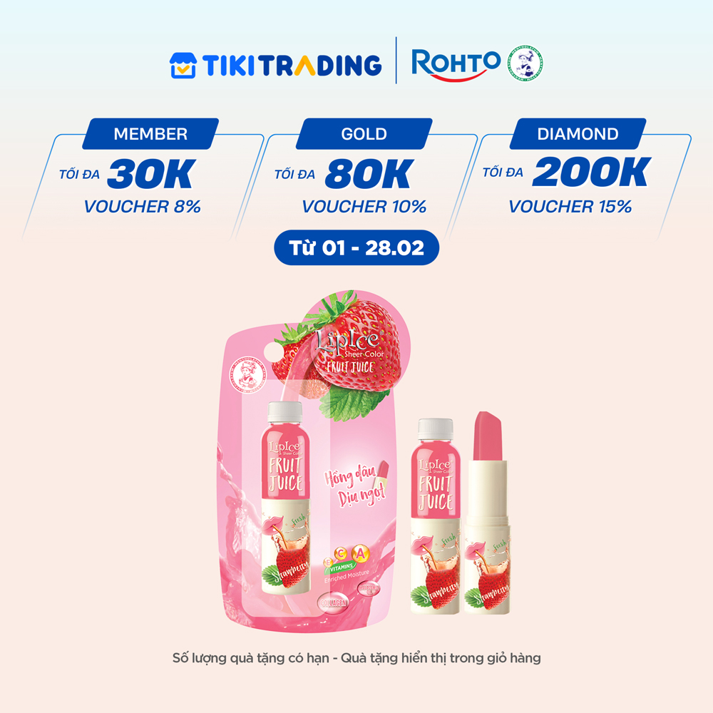 Son dưỡng có màu chiết xuất trái cây Lipice Sheer Color Fruit Juice Strawberry Hồng Dâu Dịu Ngọt 4g