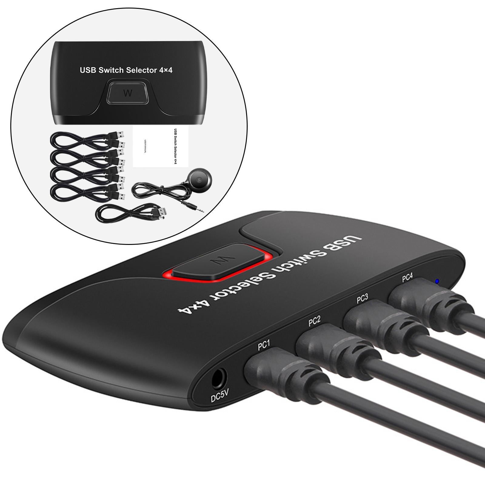 KVM Switch Box 4 Port for PC Sharing Portable Professional for Keyboard
