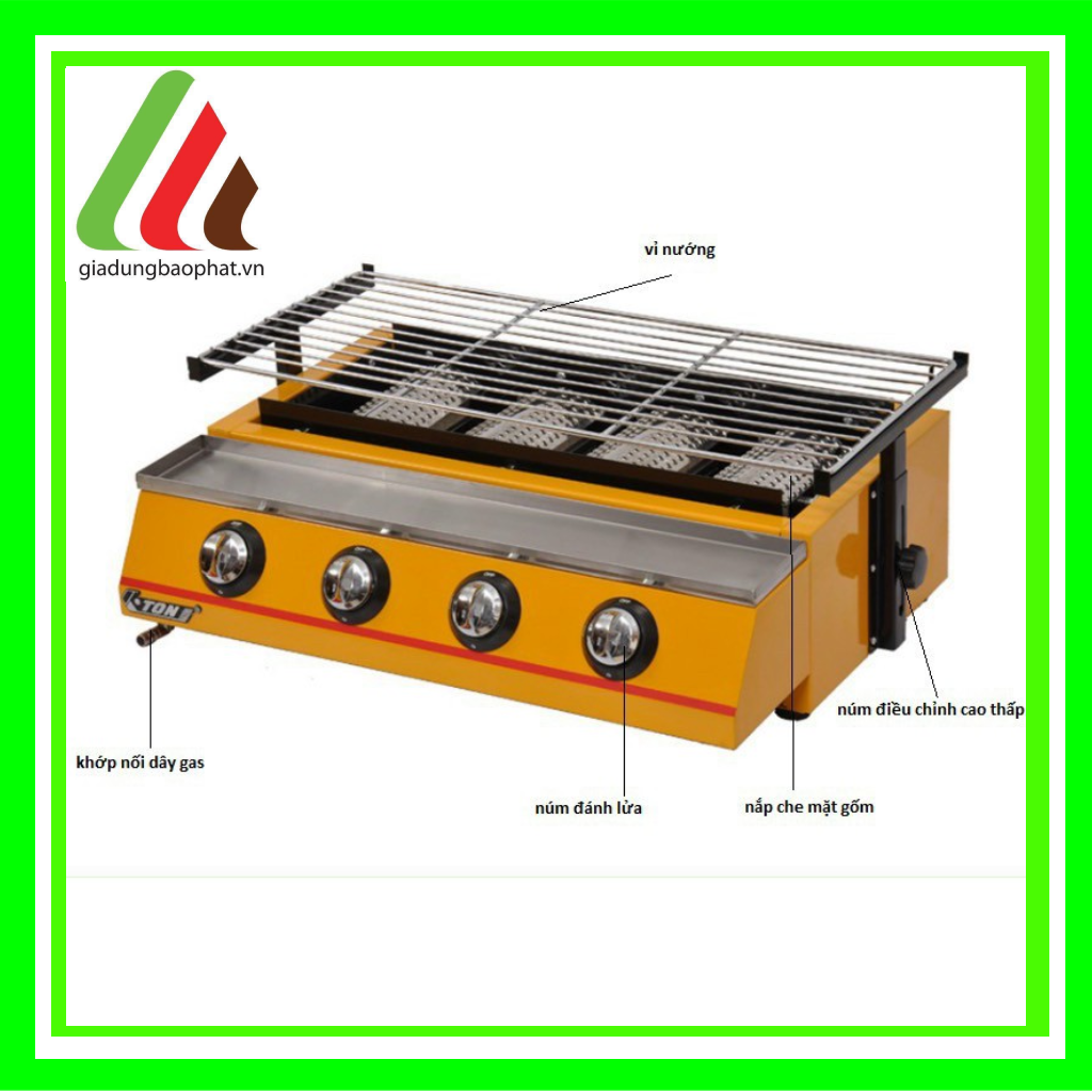 Bếp nướng gas BBQ ETON k222 k233 k288 với 4 6 8 họng đốt nướng hải sản, nướng thịt, nướng cá cho gia đình quán ăn nhà hàng