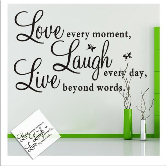 Decal trang trí Chữ Tiếng Anh LOVE LAUNGH LIVE a.h