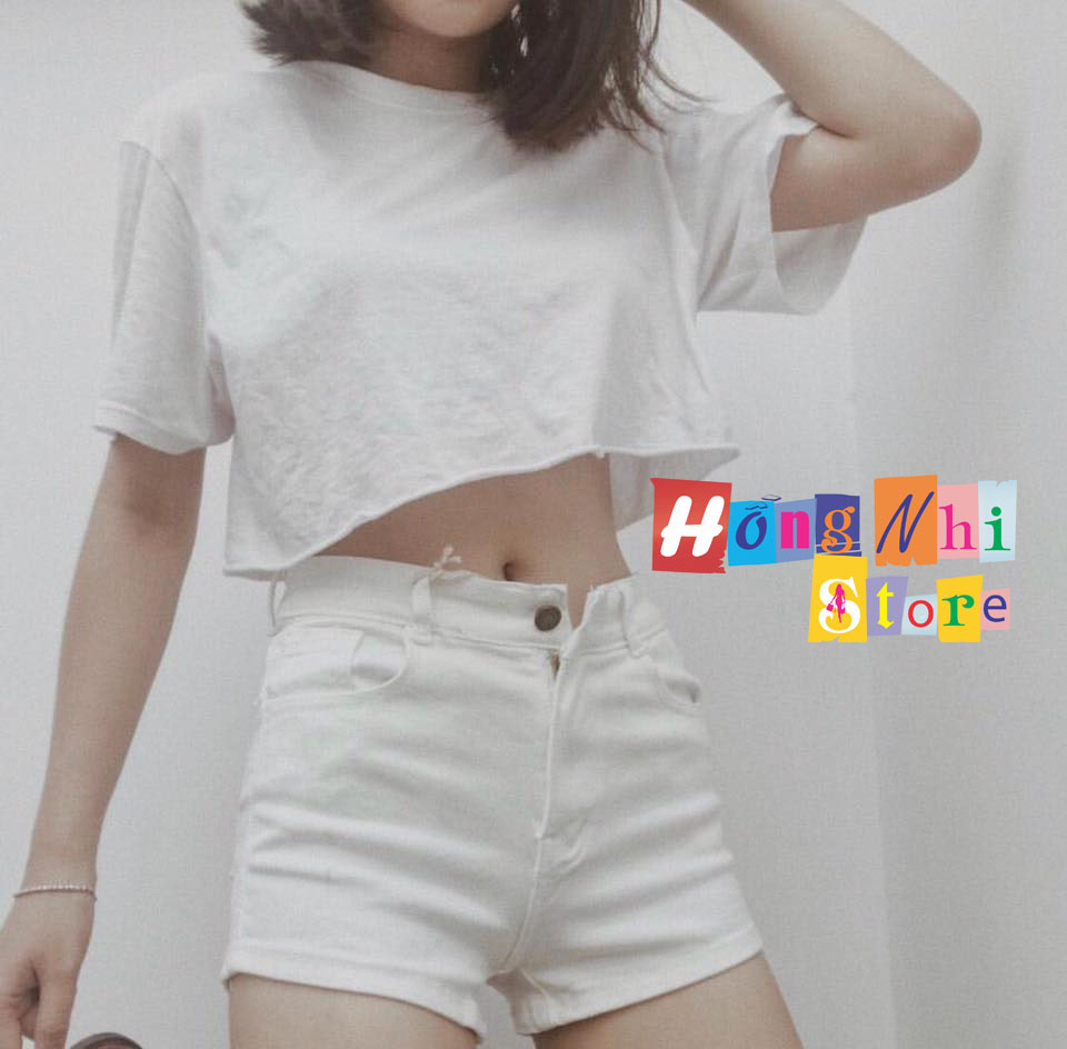 Áo Croptop Trơn Tay Lửng Form Rộng Oversize Ulzzang - MM