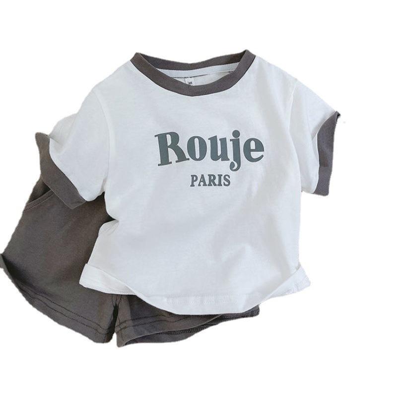 Quần áo cộc tay bé trai, Sét đồ bộ In Chữ Rouje Paris siêu hot cho bé Từ 7-28kg - SUMO KIDS