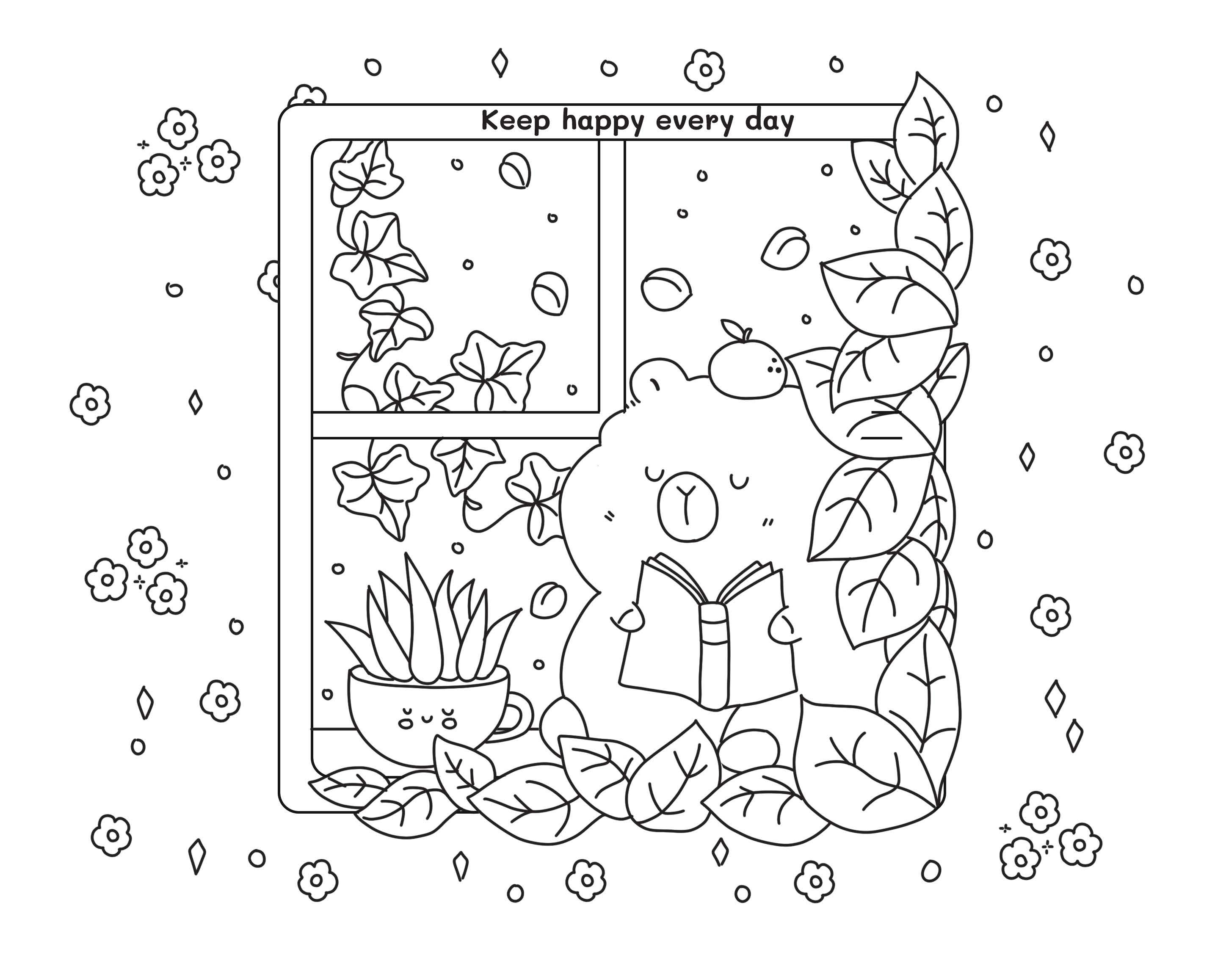 Sách Capybara Happy Everyday - Hạnh Phúc Mỗi Ngày ABBOOKS coloring  book