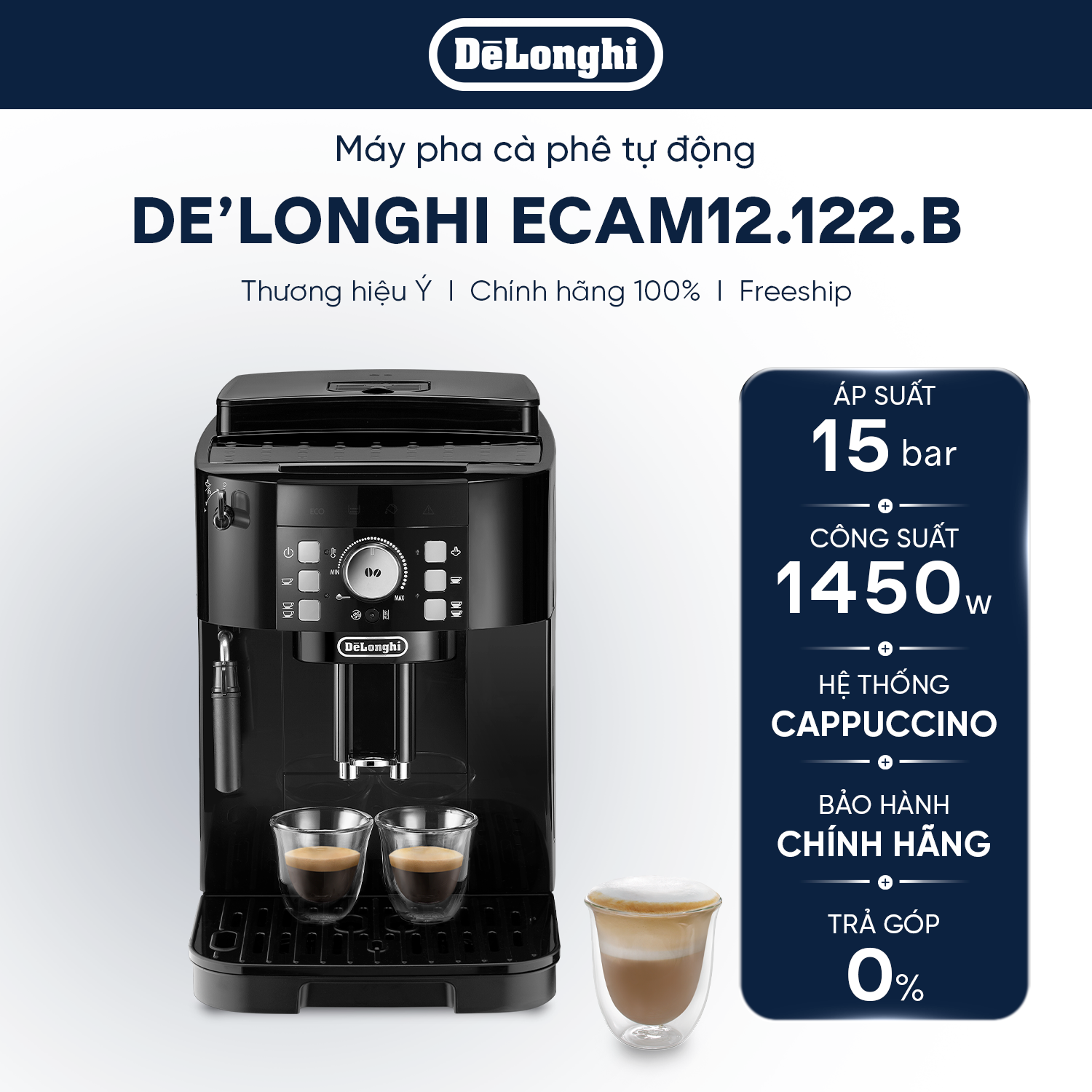 [Hàng chính hãng] Máy pha cà phê tự động DeLonghi Magnifica S ECAM12.122.B
