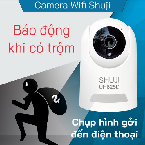 Camera Wifi không dây SHUJI UH625D - Xoay 360 độ - Báo động khi có trộm - Độ phân giải 4.0mp cho hình ảnh nét đẹp gấp đôi Full HD 1080- Hàng chính hãng